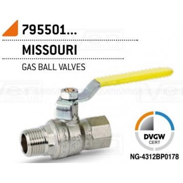 Кран газовый шаровой Bonomi MISSUORI GAS 1" ВН стальная ручка (79550108)