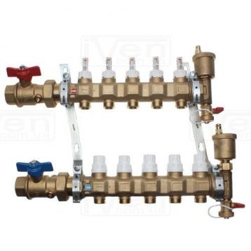 Caleffi латунный 1"x3/4" на 5 контуров в сборе (6686E5)