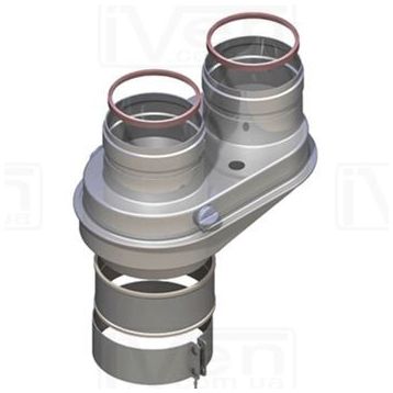 Универсальный адаптер распределения ПО/ГВ с d60/100 на d80/80 для традиционных котлов (металл) GROPPALLI S.R.L. (PTA8808)