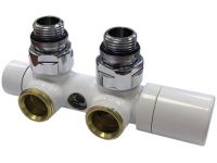 Узел термостатический Carlo Poletti TWIN THERMO БЕЛЫЙ угол. ЛЕВЫЙ d1 / 2 "С x 3/4" EK 50 мм (V42110ESX)