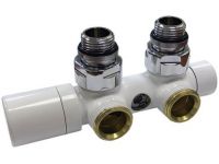 Узел термостатический Carlo Poletti TWIN THERMO БЕЛЫЙ угол. ПРАВЫЙ d1 / 2 "С x 3/4" EK 50 мм (V42110EDX)