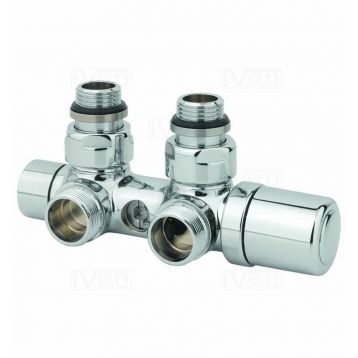 Вузол термостатичний Carlo Poletti TWIN THERMO ХРОМ кут. ЛІВИЙ d1/2" З x 3/4" EK 50 мм (V42110BSX)