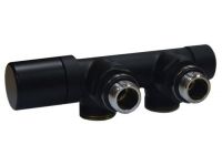 Вузол термостатичний Carlo Poletti TWIN THERMO BLACK MATTE кутовий ПРАВИЙ d1/2" З x 3/4" EK 50 мм (V42110EE9005ODX)