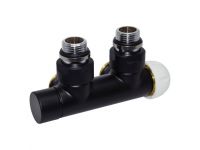 Вузол термостатичний Carlo Poletti TWIN THERMO BLACK MATTE кутовий d1/2" З x 3/4" EK 50 мм ПРАВИЙ (V37110EFS9005OSB)