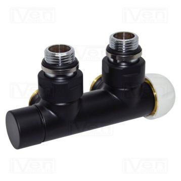 Вузол термостатичний Carlo Poletti TWIN THERMO BLACK MATTE кутовий d1/2" З x 3/4" EK 50 мм ПРАВИЙ (V37110EFS9005OSB)