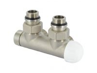 Узел термостатический Carlo Poletti TWIN THERMO НИКЕЛЬ угловой d1/2" С x 3/4" EK 50 мм ПРАВЫЙ (V37110QSB)