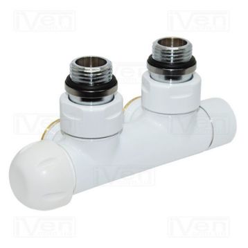 Вузол термостатичний Carlo Poletti TWIN THERMO БІЛИЙ кутовий d1/2" З x 3/4" EK 50 мм ЛІВИЙ (V37110EFSBSX)