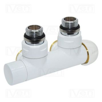 Вузол термостатичний Carlo Poletti TWIN THERMO БІЛИЙ кутовий d1/2" З x 3/4" EK 50 мм ПРАВИЙ (V37110EFSBDX)