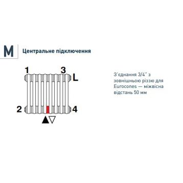 DeLonghi Multicolumn 1200 3 колони 8 секций нижнее центр. 3/4" з термоклап. GUN METAL(0Q11312000800M0GUNMETAL)