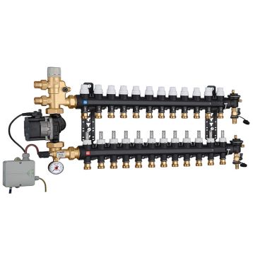 1825N5 Колектор (технопол.) + зм. група і насос UPS 25-60 Ø3/4" З x 12 x 3/4" З Caleffi S.p.a.