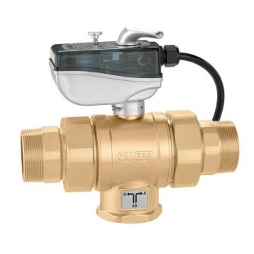 CALEFFI Кран кульовий 3-ходовий з сервоприводом d1" L-подібний 230 V Kv13,4 m³/h (638063)