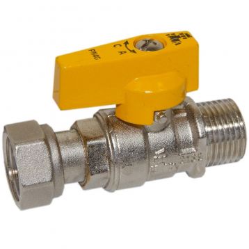 Bianchi Кран газовий прямий d1/2" З х 1/2" В (накидка гайка) (528M04040G)