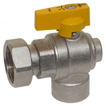 Bianchi Кран газовый угловой d3/4" В х 1" В (накидка гайка) (527005060G)