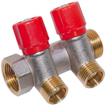 Bianchi Колектор з вентилями d3/4" х 2 х 1/2"ЗР хром (red/червоний) I-36 мм (202B05040A)