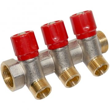 Bianchi Колектор з вентилями d3/4" х 3 х 1/2"ЗР хром (red/червоний) I-36 мм (203B05040A)