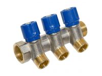 Bianchi Коллектор с вентилями d3/4" х 3 х 1/2" НР хром (blue/синий) I-36 мм (203B05040D)