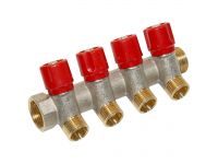 Bianchi Коллектор с вентилями d3/4" х 4 х 1/2" УР хром (red/красный) I-36 мм (204B05040A)