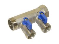 Bianchi Коллектор с шаровыми кранами d1" х 2 х 3/4" НР (blue/синий) I-45 мм (202C06050D)