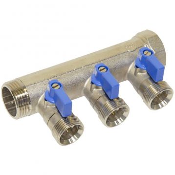 Bianchi Колектор з кульовими кранами d1" х 3 х 3/4"ЗР (blue/синій) I-45 мм (203C06050D)