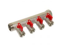 Bianchi Коллектор с шаровыми кранами d1" х 4 х 3/4" УР (red/красный) I-45 мм (204C06050A)