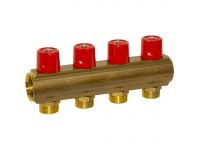 Bianchi Коллектор с вентилями d1" х 4 х 3/4" НР (red/красный) 50 мм (234E06050A)