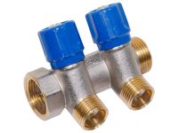 Bianchi Коллектор с вентилями d3/4" х 2 х 1/2" НР хром (blue/синий) I-36 мм (202B05040D)