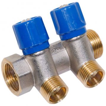 Bianchi Колектор з вентилями d3/4" х 2 х 1/2"ЗР хром (blue/синій) I-36 мм (202B05040D)