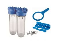 Фильтр-колбы Atlas Filtri DP DUO TS (прозрачные) Ø3/4" OT (латунь) 20" 45° 8 bar KIT (ZA1391401)