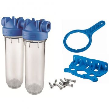 Фильтр-колбы Atlas Filtri DP DUO TS (прозрачные) Ø3/4" OT (латунь) 20" 45° 8 bar KIT (ZA1391401)