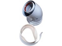 Колено соединительное коаксиальное 45 градусов для котла d60/100 AL+FE AL+FE ММ - МП (TR.6045M)