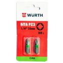 Бита WURTH PZ3 -1/4-L25 мм в блистере (2 шт) (0614176653902)