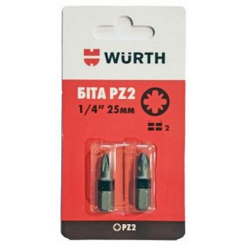 Біта WURTH PZ2 -1/4-L25 мм в блістері (2 шт) (0614176652902)