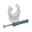 Клипса одинарная PP с забивным саморезом Ø12 (белая) Capricorn S.A. (9-9702-012-00-01-01)