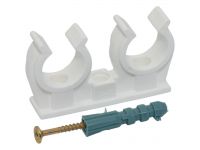 Клипса двойная PP с забивным шурупом Ø12 (белая) Capricorn S.A. (9-9802-012-00-01-01)