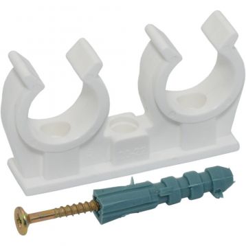 Кліпса подвійна PP з забивним шурупом Ø35 (біла) Capricorn S.A. (9-9802-035-00-01-01)