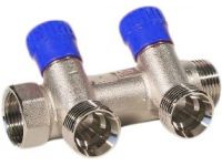 202FX6000D Коллектор с вентилями Ø1" х 2 х M24 ЗР хром (blue/синий) I42 мм BIANCHI