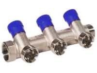 Коллектор с вентилями Ø1" х 3 х M24 ЗР хром (red/красный) I42 мм BIANCHI (203FX6000A)