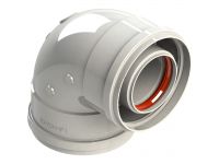 A311226 Коліно коаксиальне для традиційних котлів Ø60/100 mm - 90° розтруб/розтруб