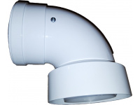 Коліно перехідник коаксиальне 90 градусів для конденсаційного газового котла d80/125 на 60/100 AL + PP-R