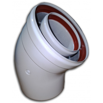 Колено коаксиальное 45 градусов для турбированного газового котла d80/125 (TR12545) - 1